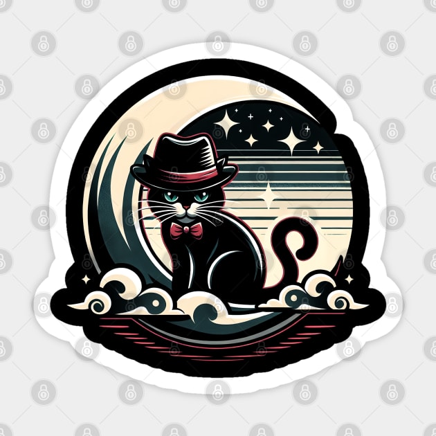 Midnight Moon Cat Sticker by MakerMind8.2